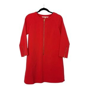 RACHEL Rachel Roy Coral 3/4 Sleeve Shift Dress Gold Zipper Size Small READ